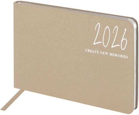 Еженедельник датированный 2026 МАЛЫЙ ФОРМАТ 105х160 мм, А6, BRAUBERG "Blaze", фольга, бежевый, 117216