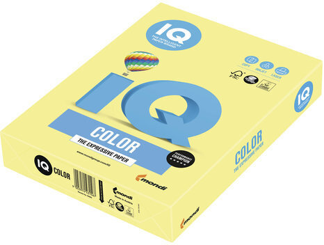 Бумага цветная IQ color, А4, 160 г/м2, 250 л., тренд, лимонно-желтая, ZG34
