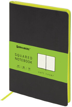 Блокнот А5 (148x218 мм), BRAUBERG &quot;Metropolis Mix&quot;, под кожу, 80 л., клетка, черный, 111036