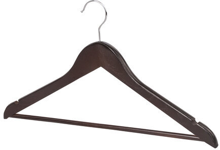 Вешалки-плечики, размер 48-50, КОМПЛЕКТ 5 шт., дерево, перекладина, цвет шоколад, BRABIX "Стандарт", 601162
