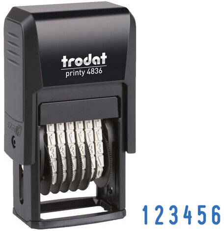 Нумератор 6-разрядный, оттиск 15х3,8 мм, синий, TRODAT 4836, корпус черный, 53199