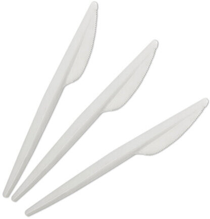 Нож одноразовый пластиковый 165 мм, белый, КОМПЛЕКТ 100 шт., СТАНДАРТ, LAIMA, 603080