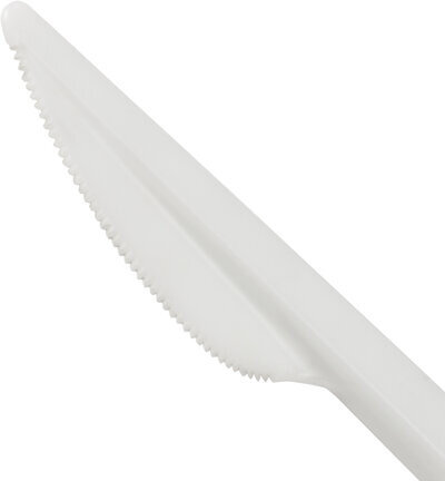 Нож одноразовый пластиковый 165 мм, белый, КОМПЛЕКТ 100 шт., СТАНДАРТ, LAIMA, 603080