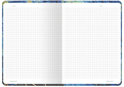 Блокнот с резинкой в клетку 96 л., А5 (145х203 мм), твердая обложка с фольгой, BRAUBERG, "Van Gogh", 113728