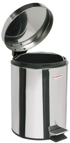 Ведро-контейнер для мусора (урна) с педалью LAIMA "Classic", 3 л, зеркальное, нержавеющая сталь, со съемным внутренним ведром, 604942