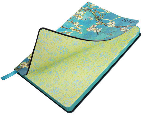 Ежедневник датированный 2023 А5 138x213 мм BRAUBERG "Vista", под кожу, гибкий, "Цветущий миндаль", 114124