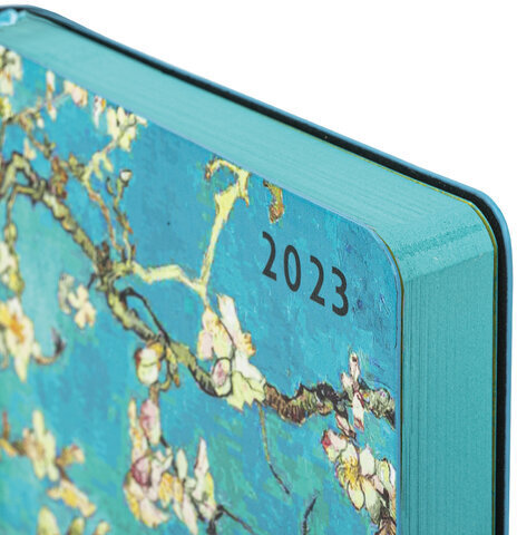 Ежедневник датированный 2023 А5 138x213 мм BRAUBERG "Vista", под кожу, гибкий, "Цветущий миндаль", 114124