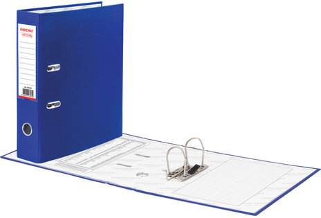 Папка-регистратор ОФИСМАГ с арочным механизмом, покрытие из ПВХ, 75 мм, синяя, 225749