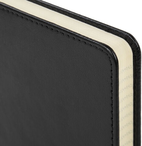 Блокнот А5 (148х218 мм), BRAUBERG "Income", 128 л., гладкий кожзаменитель, клетка, черный, 125208