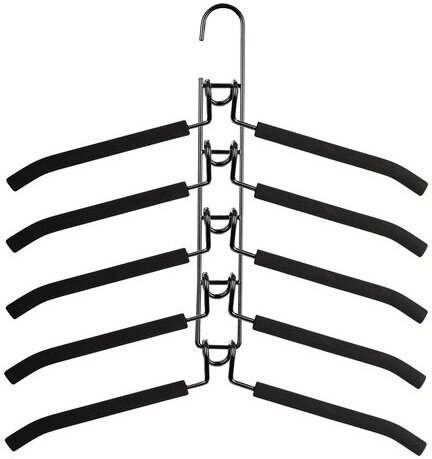 Вешалка-плечики трансформер, 5 плечиков, металл с покрытием, черные, BRABIX, 607474