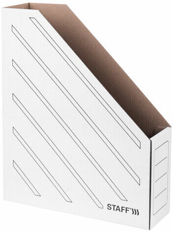Лоток вертикальный для бумаг (260х320 мм), 75 мм, до 700 листов, микрогофрокартон, STAFF, БЕЛЫЙ, 128881
