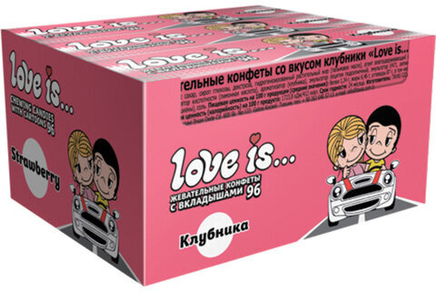 Жевательная конфета LOVE IS со вкусом Клубники, 25 г, 70292