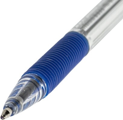 Ручка шариковая с грипом ERICH KRAUSE "R-301 Grip", СИНЯЯ, корпус прозрачный, узел 1 мм, линия письма 0,5 мм, 39527