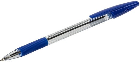 Ручка шариковая с грипом ERICH KRAUSE "R-301 Grip", СИНЯЯ, корпус прозрачный, узел 1 мм, линия письма 0,5 мм, 39527