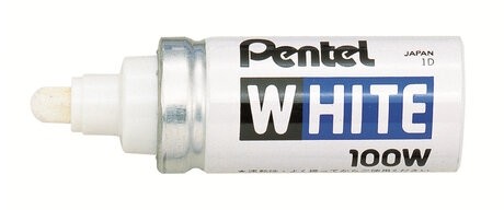 Маркер-краска лаковый PENTEL (Япония) WHITE, 6,5 мм, БЕЛЫЙ, алюминиевый корпус, длина письма 1200 м, X100W