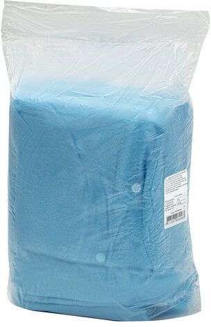 Халат одноразовый голубой на кнопках КОМПЛЕКТ 10 шт., XXL, 110 см, резинка, 25 г/м2, СНАБЛАЙН