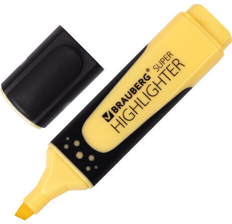 Текстовыделитель BRAUBERG "SUPER PASTEL", ВАНИЛЬ, прорезиненный корпус, линия 1-5 мм, 151749