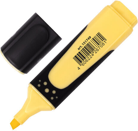 Текстовыделитель BRAUBERG "SUPER PASTEL", ВАНИЛЬ, прорезиненный корпус, линия 1-5 мм, 151749