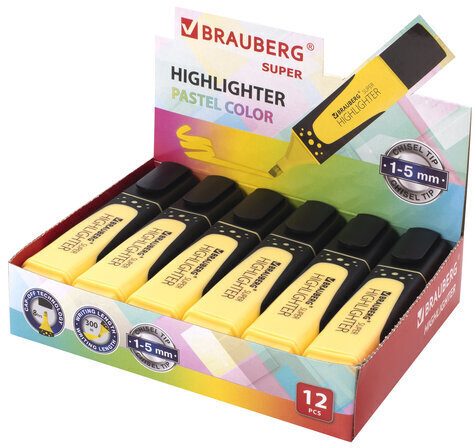 Текстовыделитель BRAUBERG "SUPER PASTEL", ВАНИЛЬ, прорезиненный корпус, линия 1-5 мм, 151749