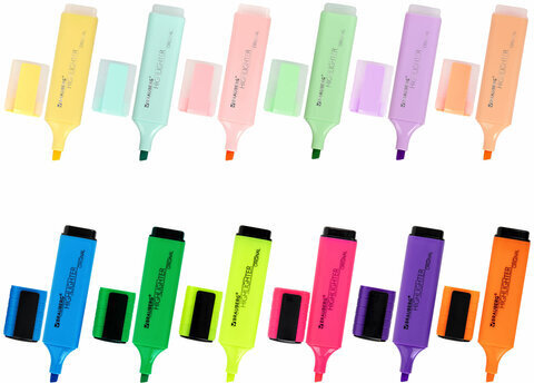 Набор текстовыделителей 12 ЦВЕТОВ на подставке, BRAUBERG "ORIGINAL NEON", линия письма 1-5 мм, 152217