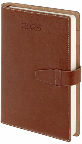 Ежедневник датированный 2025, А5, 143x218 мм, BRAUBERG "Journal", под кожу, застежка, органайзер, коричневый, 115883