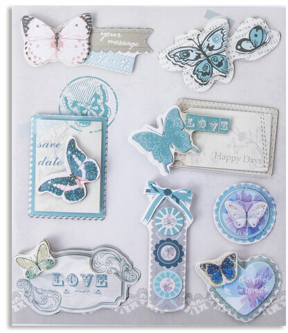 Наклейки бумажные объемные для скрапбукинга и декора БАБОЧКИ, 8 штук, ОСТРОВ СОКРОВИЩ, 662270