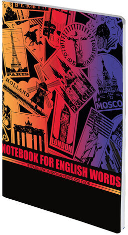 Тетрадь-словарь для записи английских слов, А5, 60 л., КОЖЗАМ, сшивка, клетка, "World", BRAUBERG, 404038