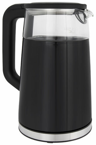 Чайник с терморегулятором и дисплеем, ДВОЙНЫЕ СТЕНКИ, SONNEN KT-8717, 1,7 л, 2200 Вт, черный, 454687