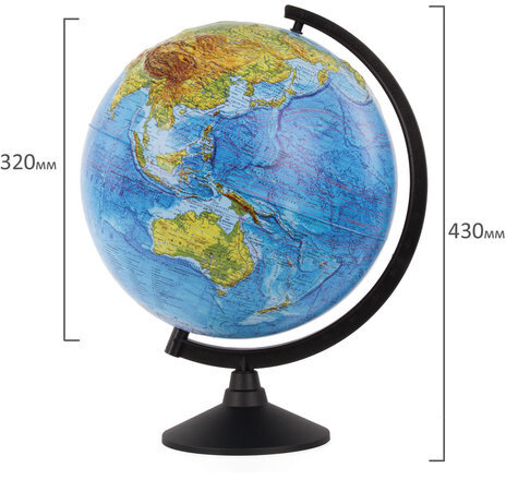 Глобус физический Globen Классик, диаметр 320 мм рельефный, К013200219