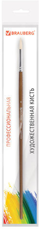 Кисть художественная профессиональная BRAUBERG ART CLASSIC, щетина, круглая, № 6, длинная ручка, 200709