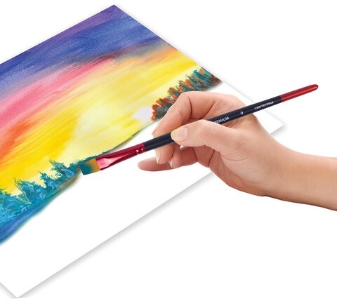 Кисть синтетика, плоская № 9, BRAUBERG PREMIUM, 201018