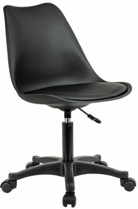 Кресло стул BRABIX &quot;Eames MG-310 PL&quot;, пластик черный, экокожа черная, 532927
