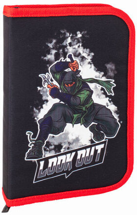 Пенал BRAUBERG, 1 отделение, 2 откидные планки, полиэстер, 21х14 см, "Ninja", 270313