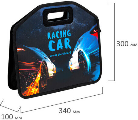 Папка-сумка ЮНЛАНДИЯ, 1 отделение, фетровые ручки, 34х30х11 см, "Night race", 270999