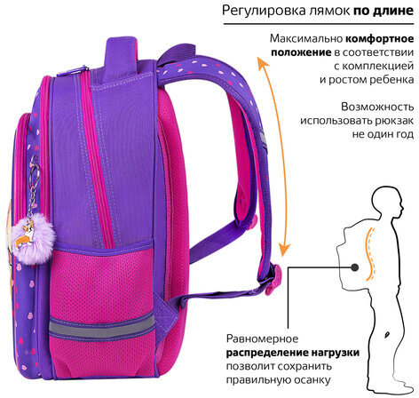 Рюкзак BRAUBERG OPTIMA, 2 отделения, с брелоком, "I love corgi", 3D-панель, 36х27х18 см, 271360