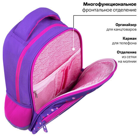 Рюкзак BRAUBERG OPTIMA, 2 отделения, с брелоком, "I love corgi", 3D-панель, 36х27х18 см, 271360