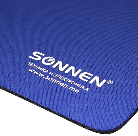 Коврик для мыши SONNEN "BLUE", резина + ткань, 220х180х3 мм, 513308