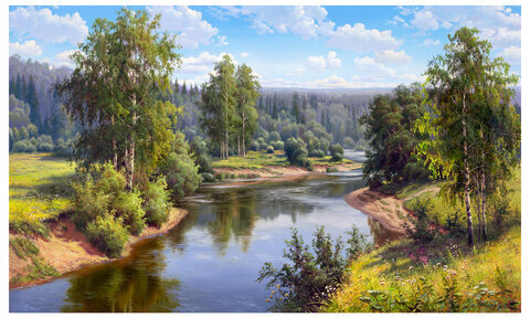 Картина стразами (алмазная мозаика), 30х40 см, ОСТРОВ СОКРОВИЩ "Проточная река", без подрамника, 663851