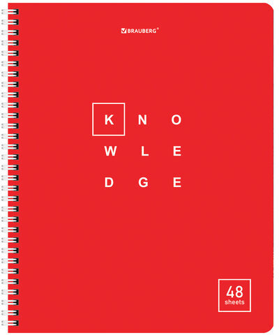 Тетрадь А5 48 л. BRAUBERG, гребень, клетка, обложка картон, "Knowledge" (микс в спайке), 404339