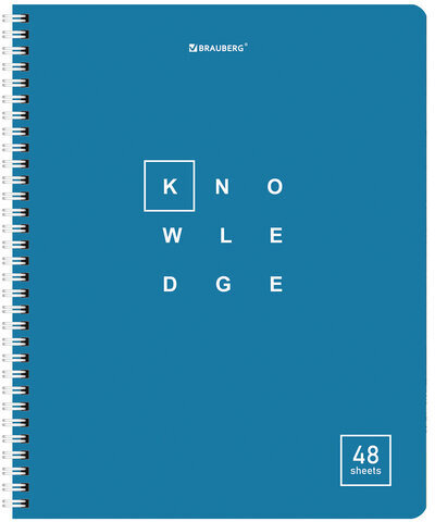 Тетрадь А5 48 л. BRAUBERG, гребень, клетка, обложка картон, "Knowledge" (микс в спайке), 404339