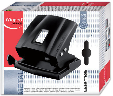 Дырокол MAPED (Франция) "Essentials Metal", металлический, большой, на 35 листов, черный, 403411
