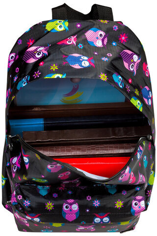 Рюкзак BRAUBERG, универсальный, сити-формат, черный, Совы, 20 литров, 41х32х14 см, 225361