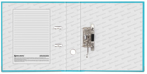 Папка-регистратор BRAUBERG с покрытием из ПВХ, 80 мм, с уголком, бирюзовая (удвоенный срок службы), 227198