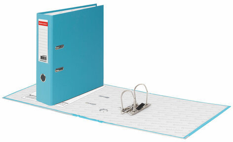 Папка-регистратор BRAUBERG с покрытием из ПВХ, 80 мм, с уголком, бирюзовая (удвоенный срок службы), 227198