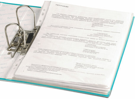 Папка-регистратор BRAUBERG с покрытием из ПВХ, 80 мм, с уголком, бирюзовая (удвоенный срок службы), 227198