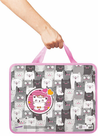 Папка на молнии с ручками ЮНЛАНДИЯ А4, 1 отделение, пластик, ширина 80 мм, "Gray kittens", 228170