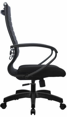 Кресло офисное МЕТТА "К-19" пластик, ткань-сетка, сиденье и спинка мягкие, черное