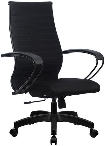 Кресло офисное МЕТТА "К-19" пластик, ткань-сетка, сиденье и спинка мягкие, черное