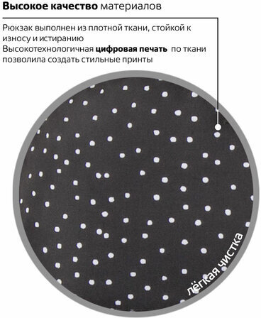 Рюкзак BRAUBERG, универсальный, сити-формат, черный в горошек, 20 литров, 41х32х14 см, 228845
