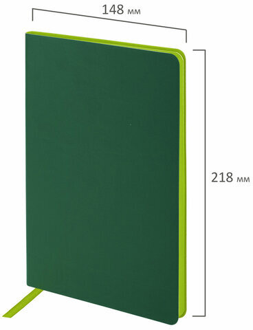 Блокнот А5 (148x218 мм), BRAUBERG "Metropolis Mix", под кожу, 80 л., клетка, темно-зеленый, 111037